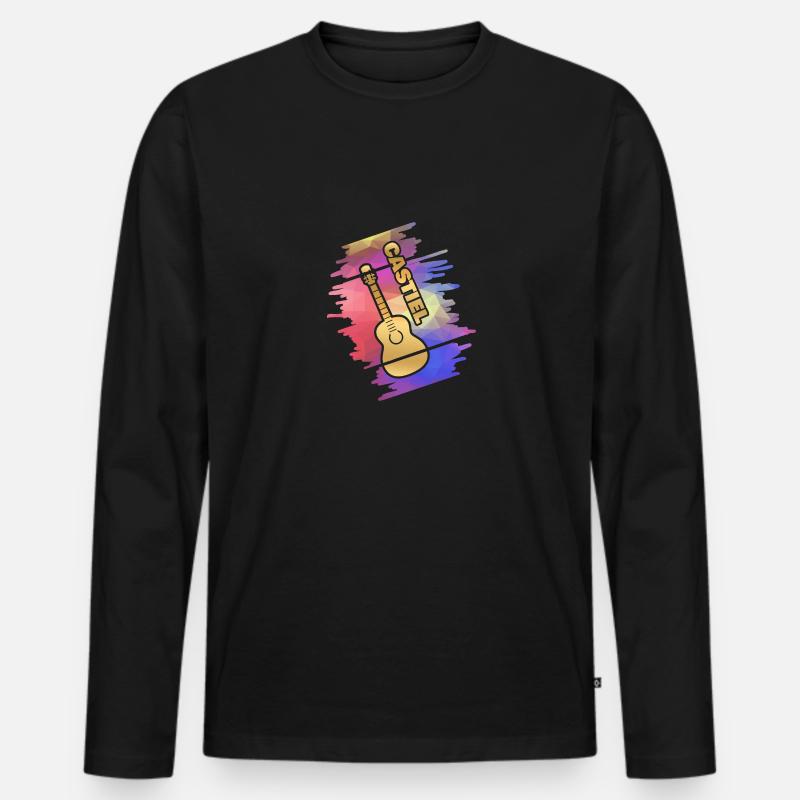 Castiel als Guitar - Männer Premium Bio Langarmshirt - Schwarz