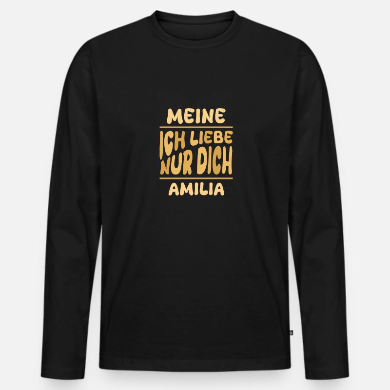 Frau Amilia - Männer Premium Bio Langarmshirt - Schwarz