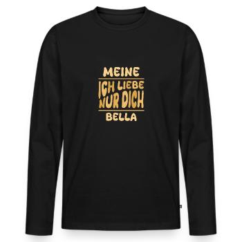 Frau Bella - Männer Premium Bio Langarmshirt - Schwarz - Vorne - Nico (187cm)