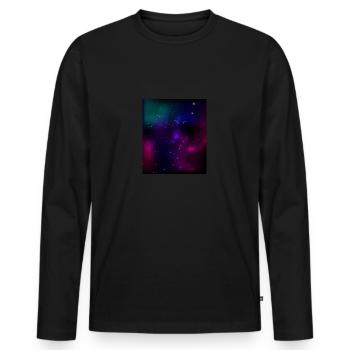 Galaxie - Nordlichter - Männer Premium Bio Langarmshirt - Schwarz - Vorne - Nico (187cm)