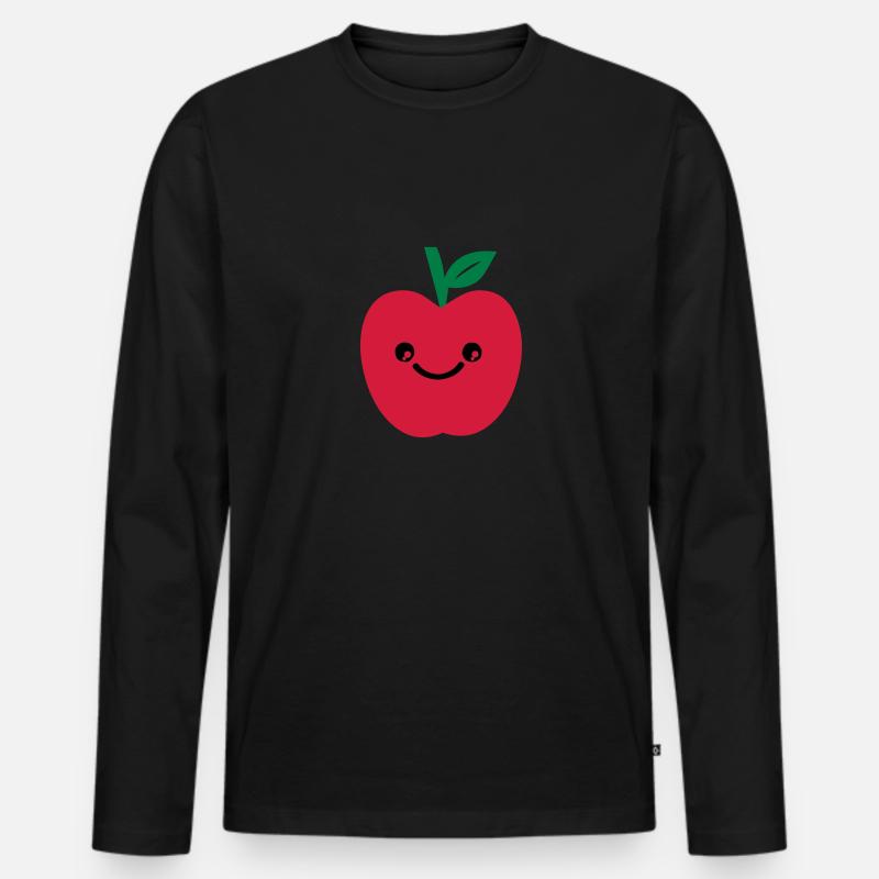 apfel smile - Männer Premium Bio Langarmshirt - Schwarz