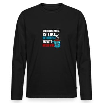 LE MARCHÉ DE NOËL EST COMME SEULEMENT AVEC DU VIN CHAUD - T-shirt manches longues Premium bio Homme - noir - Devant - Nico (187cm)