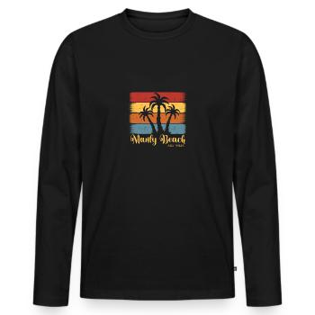 Manly Beach Australia retro - Männer Premium Bio Langarmshirt - Schwarz - Vorne - Nico (187cm)