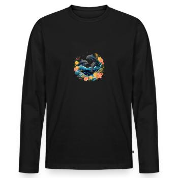 Three Dolphins under Water - Men's Premium Organic Long Sleeve Shirt - black - Front - Nico (187cm)