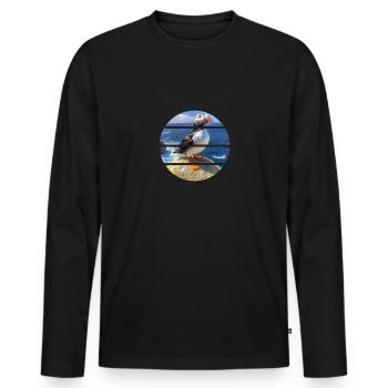Puffin on a cliff - Männer Premium Bio Langarmshirt - Schwarz - Vorne - Nico (187cm)