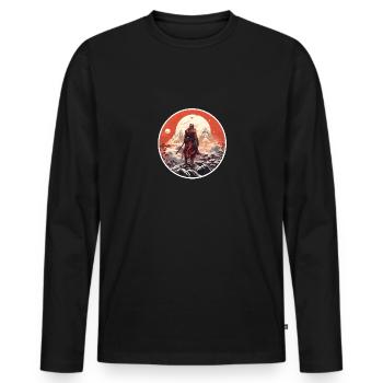 Samurai in snowy landscape - Men's Premium Organic Long Sleeve Shirt - black - Front - Nico (187cm)
