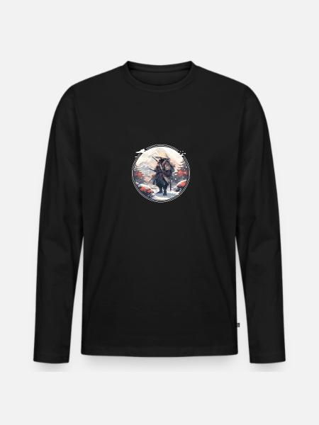 Samurai in snowy landscape - Men's Premium Organic Long Sleeve Shirt - black