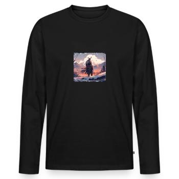 Samurai in snowy landscape - Men's Premium Organic Long Sleeve Shirt - black - Front - Nico (187cm)