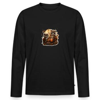Dîner de raton laveur - T-shirt manches longues Premium bio Homme - noir - Devant - Nico (187cm)