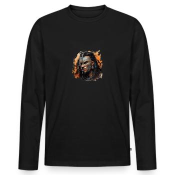 Guerrier maori - T-shirt manches longues Premium bio Homme - noir - Devant - Nico (187cm)