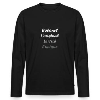 colonel - T-shirt manches longues Premium bio Homme - noir - Devant - Nico (187cm)