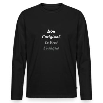 lion - T-shirt manches longues Premium bio Homme - noir - Devant - Nico (187cm)