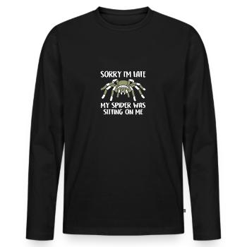 Mes araignées se sont assises sur moi drôle d’araignée disant - T-shirt manches longues Premium bio Homme - noir - Devant - Nico (187cm)