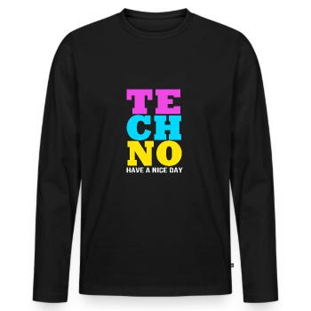 Rave Raver Musique techno Techno basse Table de mixage - T-shirt manches longues Premium bio Homme - noir - Devant - Nico (187cm)