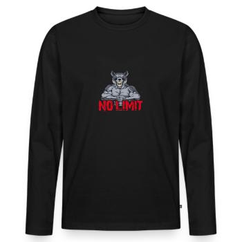 Musculation Musculation Renforcement musculaire Perte de graisse sans limite - T-shirt manches longues Premium bio Homme - noir - Devant - Nico (187cm)