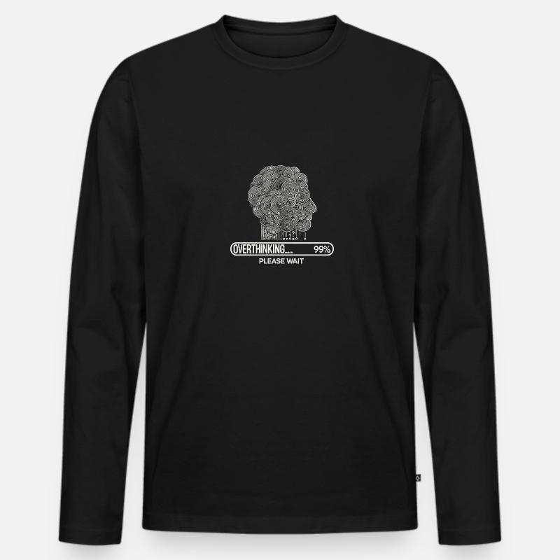 Overthinking - Bitte warten - Männer Premium Bio Langarmshirt - Schwarz