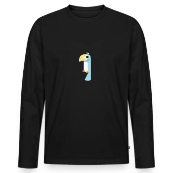 blue bird sitting - Men's Premium Organic Long Sleeve Shirt - black - Front - Nico (187cm)