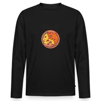 Pizza-Fusion im Gleichgewicht - Männer Premium Bio Langarmshirt - Schwarz - Vorne - Nico (187cm)