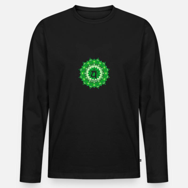 Herzchakra - Männer Premium Bio Langarmshirt - Schwarz