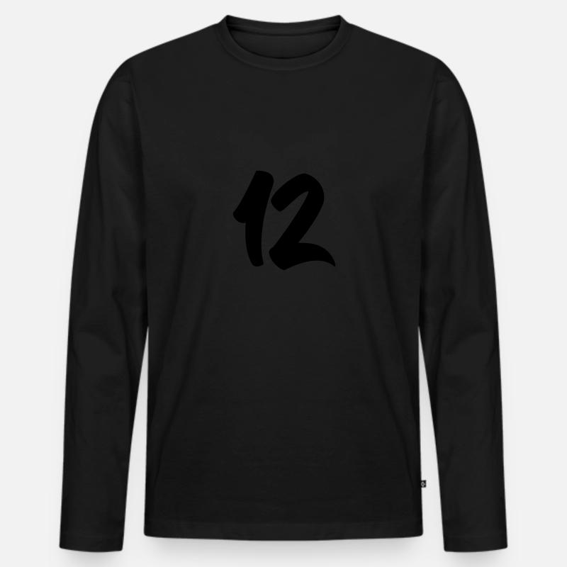 12 - Männer Premium Bio Langarmshirt - Schwarz