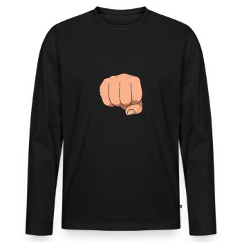 Ghetto poing, main poing, poing check - T-shirt manches longues Premium bio Homme - noir - Devant - Nico (187cm)