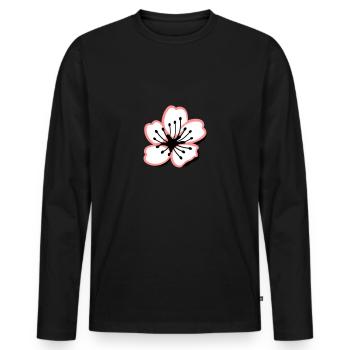 Sakura cherry blossom - Men's Premium Organic Long Sleeve Shirt - black - Front - Nico (187cm)