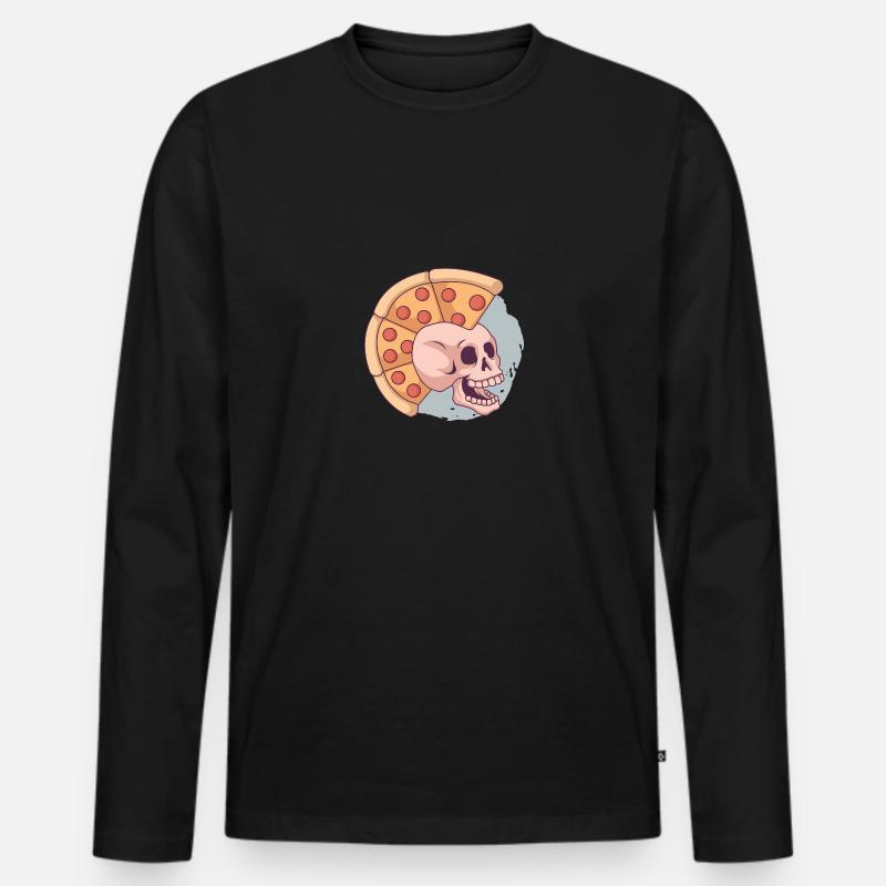Pizza Mohawk Punk - Männer Premium Bio Langarmshirt - Schwarz