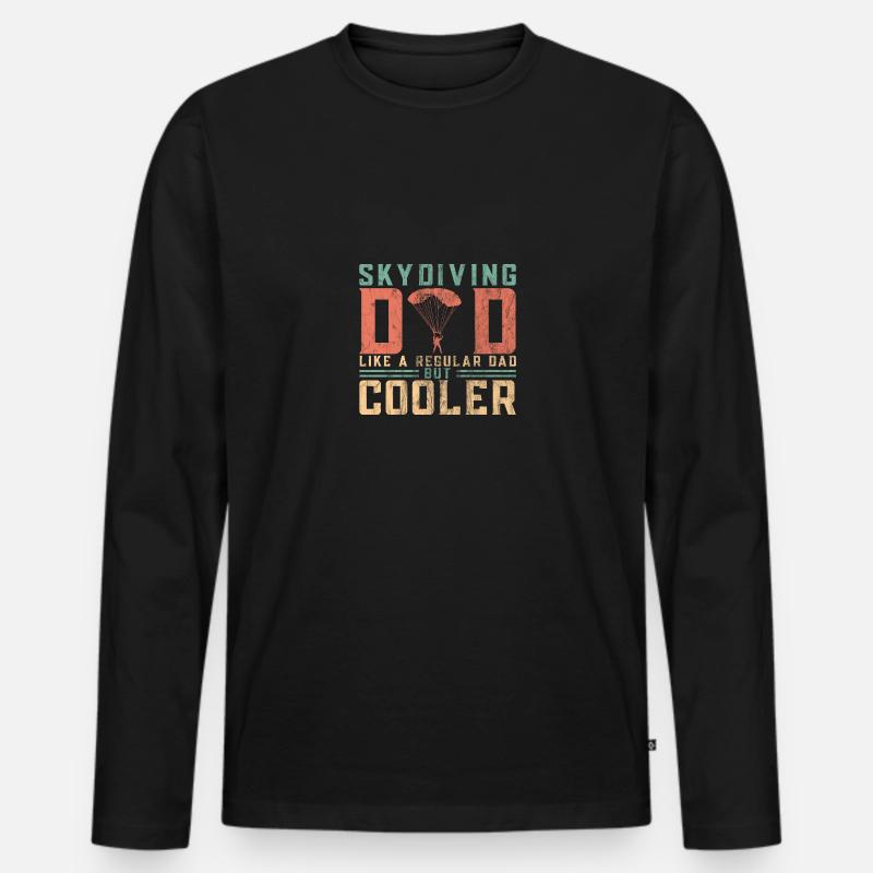 Skydiving Dad Like A Regular Dad But Cooler - Männer Premium Bio Langarmshirt - Schwarz