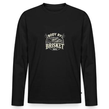 Körper von Brisket - Männer Premium Bio Langarmshirt - Schwarz - Vorne - Nico (187cm)