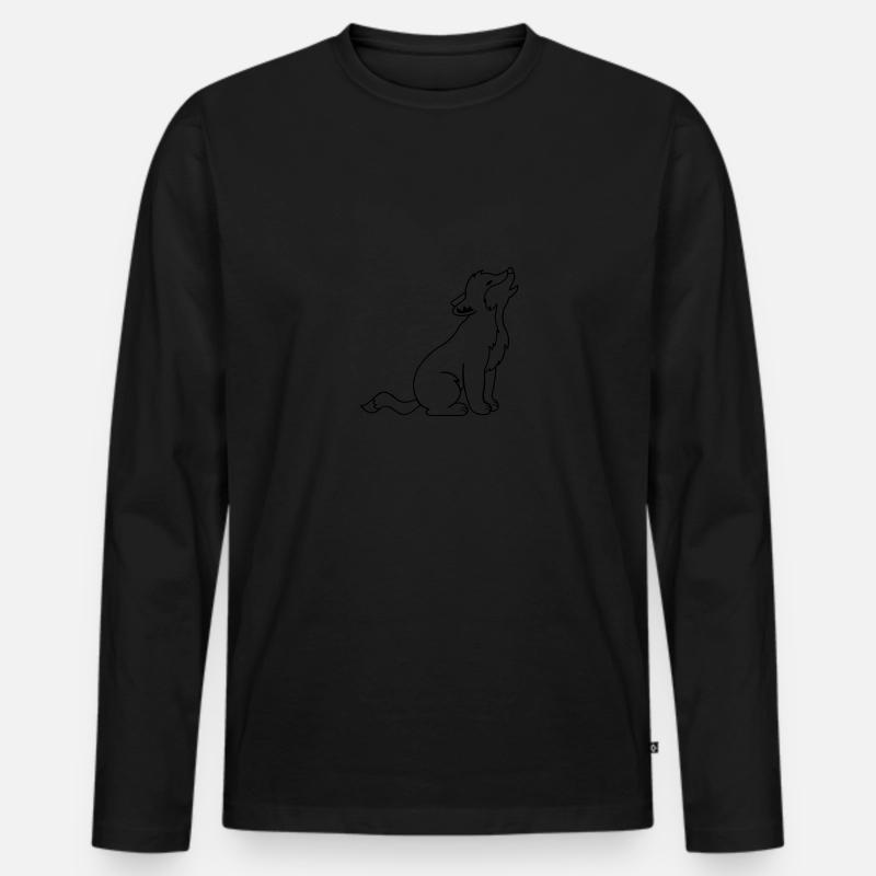 wolf comic - Männer Premium Bio Langarmshirt - Schwarz