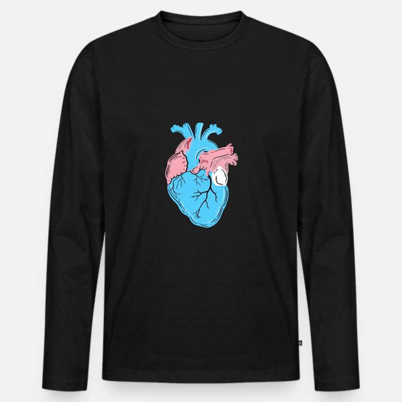 Trans Pride Herz - Männer Premium Bio Langarmshirt - Schwarz