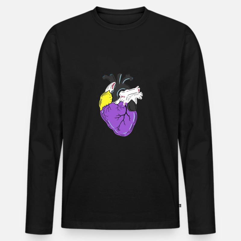 Nonbinary Pride Herz Nonbinary Pride - Männer Premium Bio Langarmshirt - Schwarz