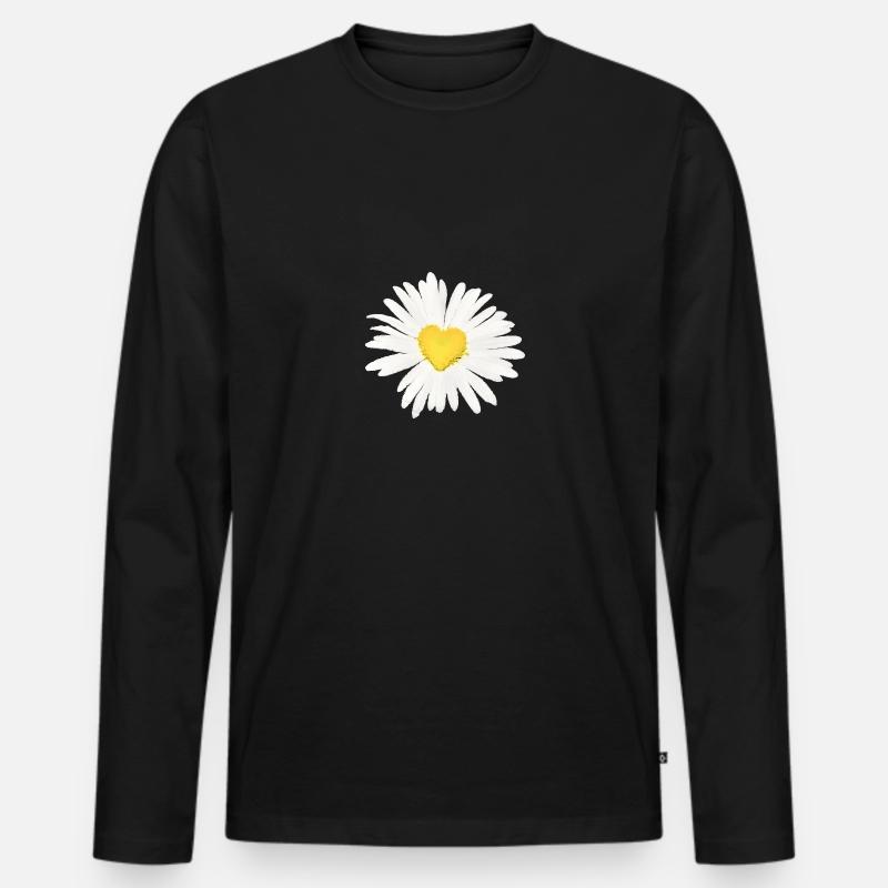 Gaensebluemchen Herz - Männer Premium Bio Langarmshirt - Schwarz