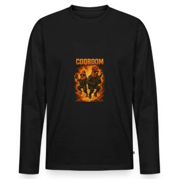 CoqBoom – Poules Commando en Mission Explosion - T-shirt manches longues Premium bio Homme - noir - Devant - Nico (187cm)