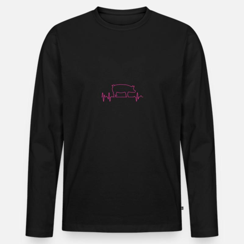 Schwein - Männer Premium Bio Langarmshirt - Schwarz