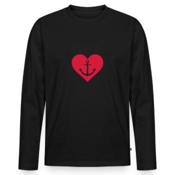 herz anker - Männer Premium Bio Langarmshirt - Schwarz - Vorne - Nico (187cm)
