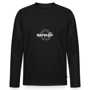 NAMASTE - Men's Premium Organic Long Sleeve Shirt - black - Front - Nico (187cm)