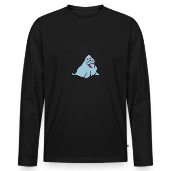 seehund verliebt - Männer Premium Bio Langarmshirt - Schwarz - Vorne - Nico (187cm)