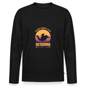 Skydiver - Männer Premium Bio Langarmshirt - Schwarz - Vorne - Nico (187cm)
