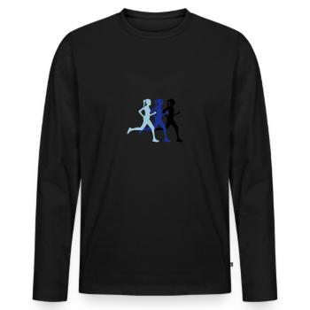 runners - Men's Premium Organic Long Sleeve Shirt - black - Front - Nico (187cm)