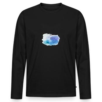Watercolor Watercolor White Turquoise Cloudy Gift - Men's Premium Organic Long Sleeve Shirt - black - Front - Nico (187cm)