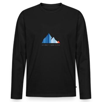 Global warming stripes - gray font - Männer Premium Bio Langarmshirt - Schwarz - Vorne - Nico (187cm)