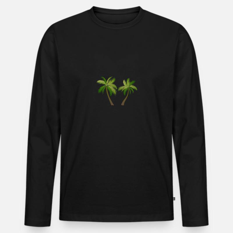 Palme Palmenbaum 2305 S - Männer Premium Bio Langarmshirt - Schwarz