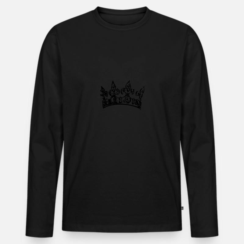 krone - Männer Premium Bio Langarmshirt - Schwarz