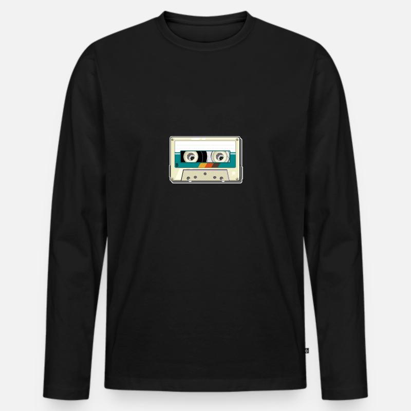 Vintage Kassette - Männer Premium Bio Langarmshirt - Schwarz