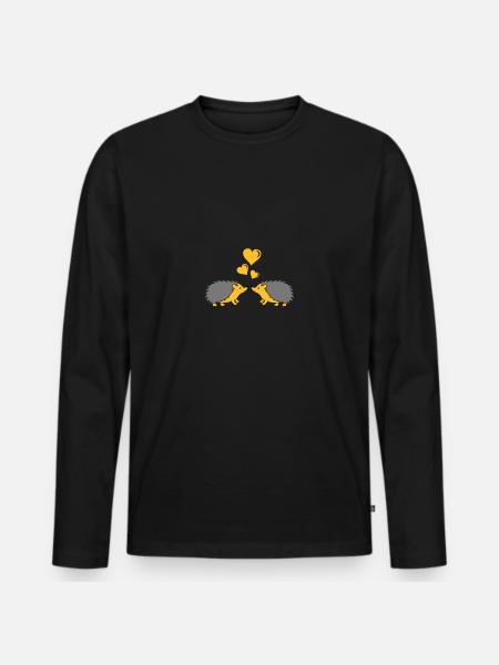 hérisson amoureux - T-shirt manches longues Premium bio Homme - noir