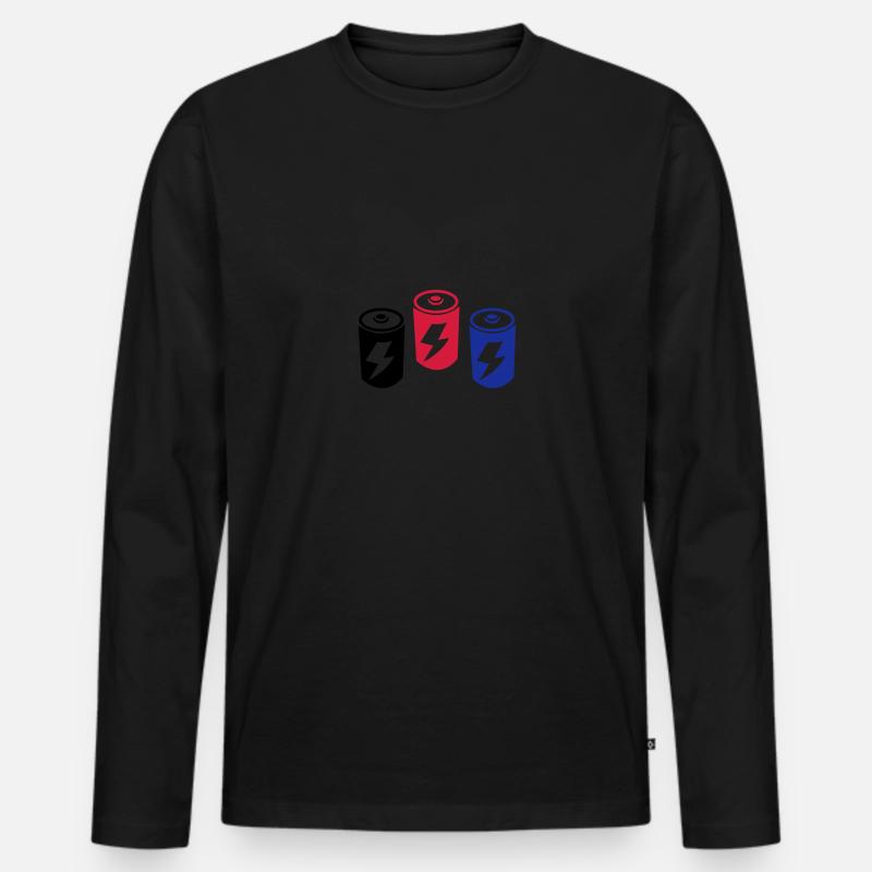 batteries - Männer Premium Bio Langarmshirt - Schwarz