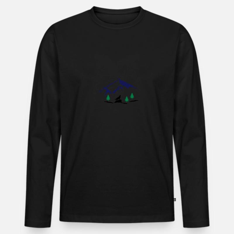 gebirge wolf - Männer Premium Bio Langarmshirt - Schwarz