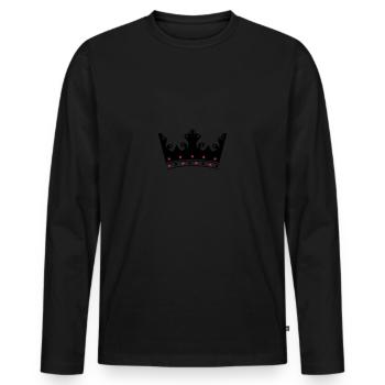 krone - Männer Premium Bio Langarmshirt - Schwarz - Vorne - Nico (187cm)
