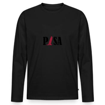 pisa 02 - Men's Premium Organic Long Sleeve Shirt - black - Front - Nico (187cm)